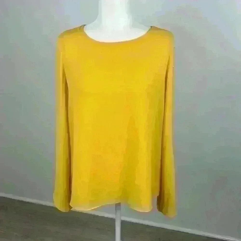 Naked Zebra Gold Long Sleeve Blouse Size Large
